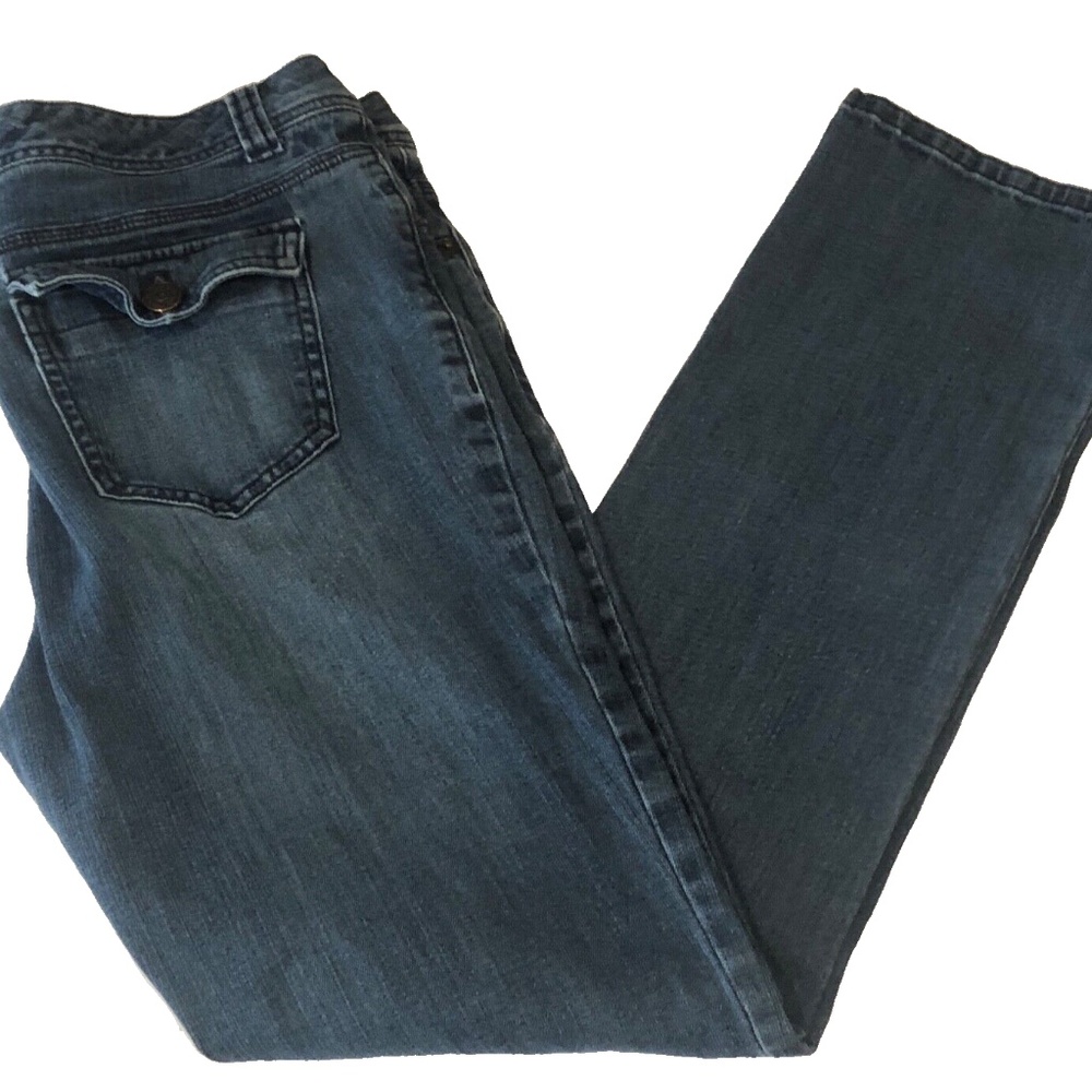 GH Bass & Company Straight Leg Jeans, Blue Stretch Flap Back Pocket Jeans Size 8